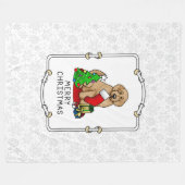 Vrolijk kerstfeest 2 Goldendoedel (gouden rood) Fleece Deken (Voorkant (Horizontaal))