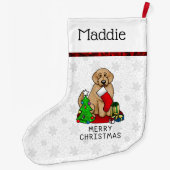 Vrolijk kerstfeest 2 Goldendoedel (gouden rood) Grote Kerstsok (Achterkant)