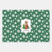 Vrolijk kerstfeest 2 Goldendoedel (gouden rood) Inpakpapier Vel (Voorkant)