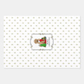 Vrolijk kerstfeest 2 Goldendoedel (gouden rood) Inpakpapier Vel (Voorkant 3)