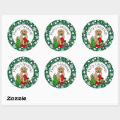 Vrolijk kerstfeest 2 Goldendoedel (gouden rood) Ronde Sticker (Vel)