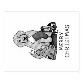 Vrolijk kerstfeest 2 Goldendoedel (gouden rood) Rubberstempel (Afrduk)