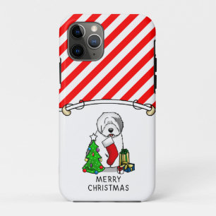 Vrolijk kerstfeest 2 Oude Engelse Sheepdog Grey 1 Case-Mate iPhone Case