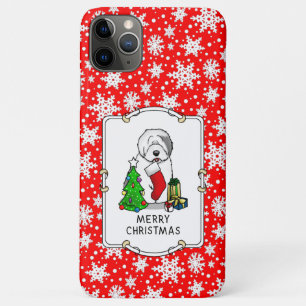 Vrolijk kerstfeest 2 Oude Engelse Sheepdog Grey 1 Case-Mate iPhone Case