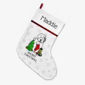 Vrolijk kerstfeest 2 Oude Engelse Sheepdog Grey 1 Grote Kerstsok (Voorkant (Hangend))