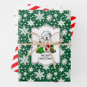 Vrolijk kerstfeest 2 Oude Engelse Sheepdog Grey 1 Inpakpapier Vel (In situ)