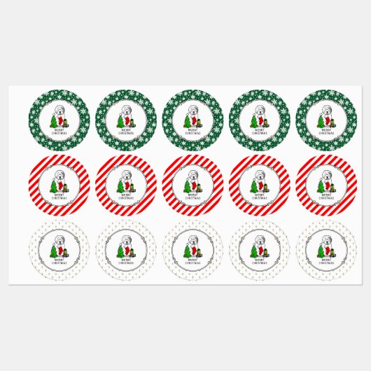 Vrolijk kerstfeest 2 Oude Engelse Sheepdog Grey 1 Labels (Vel)