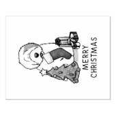 Vrolijk kerstfeest 2 Oude Engelse Sheepdog Grey 1 Rubberstempel (Afrduk)
