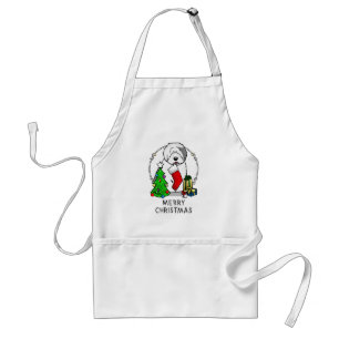 Vrolijk kerstfeest 2 Oude Engelse Sheepdog Grey 1 Standaard Schort