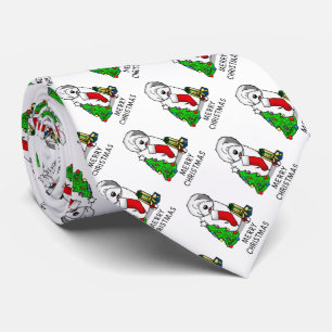 Vrolijk kerstfeest 2 Oude Engelse Sheepdog Grey 1 Stropdas