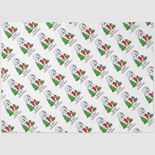 Vrolijk kerstfeest 2 Oude Engelse Sheepdog Grey 1 Tissuepapier (Voorkant)