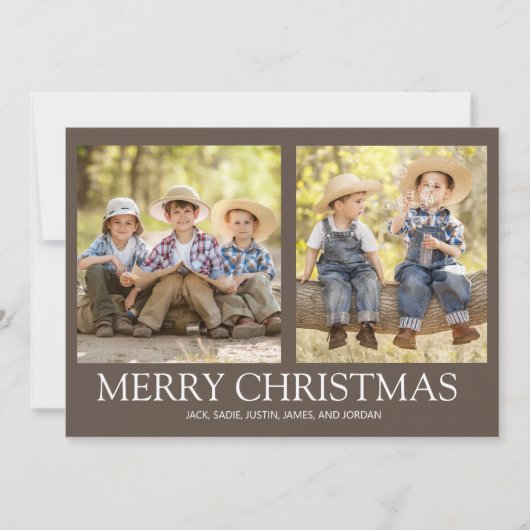 Vrolijk kerstfeest 2 serie Foto Rustic Brown Feestdagenkaart (Voorkant)
