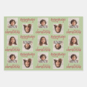 Vrolijk Kerstfeest - 2 Vierkante Foto's - 3 kleure Inpakpapier Vel (Voorkant 3)