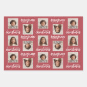 Vrolijk Kerstfeest - 2 Vierkante Foto's - 3 kleure Inpakpapier Vel (Voorkant 2)