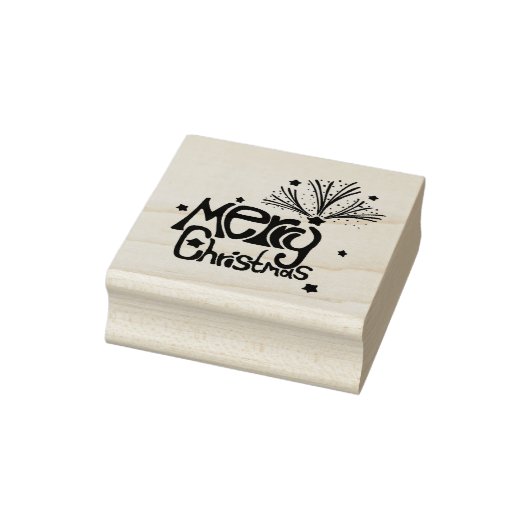 Vrolijk kerstfeest, 2x2 Wooden Stamper Rubberstempel (Stempel)