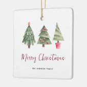 Vrolijk kerstfeest, 3 boom keramisch ornament (Links)