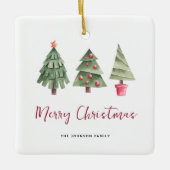Vrolijk kerstfeest, 3 boom keramisch ornament (Voorkant)