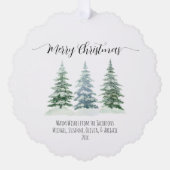Vrolijk kerstfeest 3 dennenbomen rustieke foto vak ornament kaart (Voorkant)