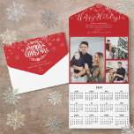 Vrolijk Kerstfeest 3 Foto 2024 Kalender Kaart<br><div class="desc">Met een handige afneembare 2024-kalenderkaart kunt u deze personaliseren met uw drie favoriete foto's om een unieke kerstvakantiekaart te creëer. Ontworpen door Thisnotme©</div>