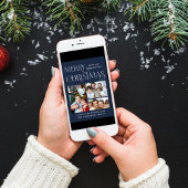 Vrolijk Kerstfeest 3 Foto Blauw Feestdagenkaart