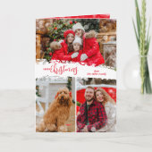 Vrolijk kerstfeest 3 foto collage gevouwen feestdagen kaart (Voorkant)