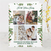 Vrolijk Kerstfeest 3 Foto Collage Groene Vakantie Kaart (Gele Bloem)