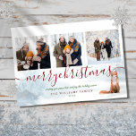 Vrolijk kerstfeest 3 Foto Collage Winter Fox Feestdagenkaart<br><div class="desc">Geef uw speciale 3 foto's,  familienaam en datum een persoonlijk tintje op deze schitterende vakantiekaart met een schattige vos op een winterse achtergrond van bos. Ontworpen door: Thisnotme©</div>