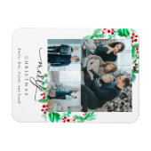 Vrolijk kerstfeest 3 Foto Collage Wreath Holiday Magneet (Horizontaal)