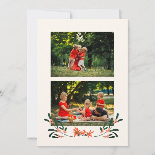 Vrolijk Kerstfeest 3 Foto Coquette Botanische Bloe Feestdagenkaart (Achterkant)