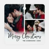 Vrolijk Kerstfeest 3 Foto Keepsake Metalen Ornament (Achterkant)