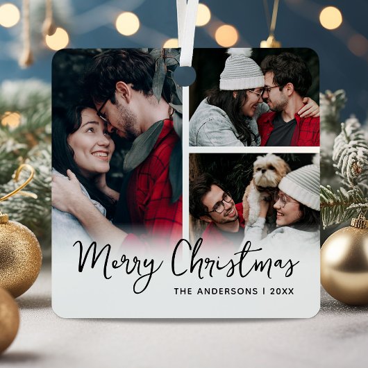 Vrolijk Kerstfeest 3 Foto Keepsake Metalen Ornament