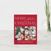Vrolijk Kerstfeest 3 Foto Rood Feestdagen Kaart (Voorkant)