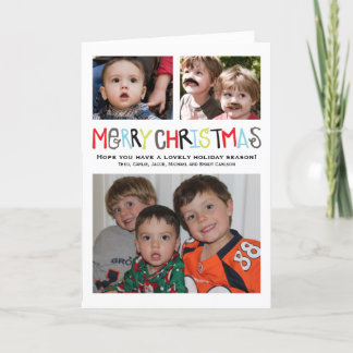 Vrolijk kerstfeest 3+ fotofeestkaart op maat feestdagen kaart