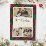 Vrolijk Kerstfeest 3 foto's Elegant Groen Rood Pla Feestdagenkaart<br><div class="desc">Vrolijk kerstfeest 3 foto's Elegant Groen Rood Plaid Vakantie Kaart. Vier de feestdagen met onze klassieke en elegante kerstkaart, met een tijdloos geruit ontwerp dat een gevoel van nostalgie oproept. Deze kaart is voorzien van de warme begroeting "Vrolijk kerstfeest" en biedt een perfecte ruimte voor uw familiefoto, met een persoonlijke...</div>