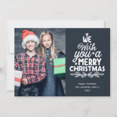 Vrolijk kerstfeest 3 foto's grijs gezin Vakdag Kaa Feestdagenkaart (Voorkant)