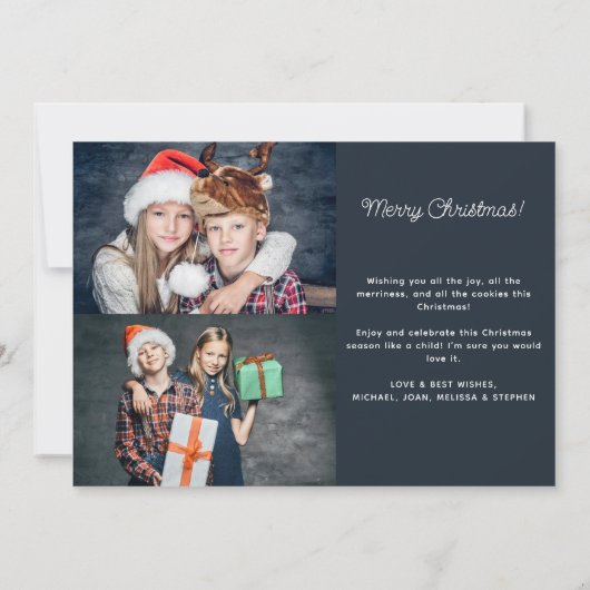 Vrolijk kerstfeest 3 foto's grijs gezin Vakdag Kaa Feestdagenkaart (Achterkant)