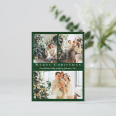 Vrolijk Kerstfeest 3 Foto's Groene Buffalo Plaid Feestdagenkaart (Staand voorkant)