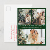 Vrolijk Kerstfeest 3 Foto's Groene Buffalo Plaid Feestdagenkaart (Voorkant / Achterkant)