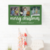 Vrolijk kerstfeest 3 foto's - Kan groen veranderen Spandoek (Insitu)