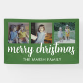 Vrolijk kerstfeest 3 foto's - Kan groen veranderen Spandoek (Horizontaal)