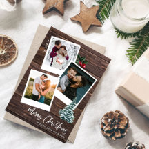 Vrolijk kerstfeest 3 Instant Photo Rustic Kaart