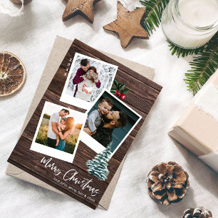 Vrolijk kerstfeest 3 Instant Photo Rustic Kaart