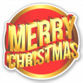 Vrolijk kerstfeest, 3D-effect, Red Gold Text Kiss- Sticker (Voorkant)