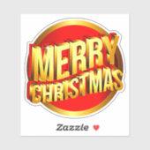 Vrolijk kerstfeest, 3D-effect, Red Gold Text Kiss- Sticker (Vel)