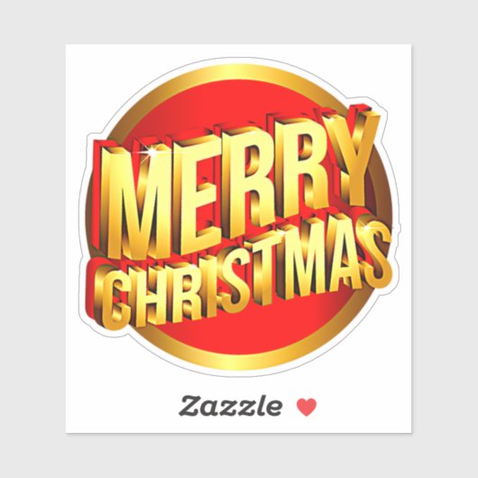 Vrolijk kerstfeest, 3D-effect, Red Gold Text Kiss- Sticker (Vel)