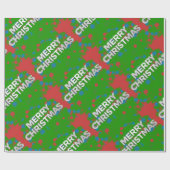 Vrolijk kerstfeest 3D tekst Cadeaupapier (Vlak)