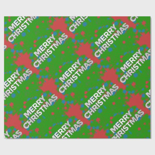 Vrolijk kerstfeest 3D tekst Cadeaupapier (Vlak)