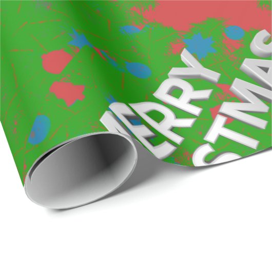 Vrolijk kerstfeest 3D tekst Cadeaupapier (Rol Hoek)