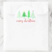 Vrolijk kerstfeest - 4 bomen ronde sticker (Tas)