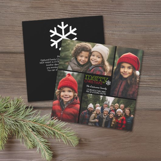 Vrolijk kerstfeest 4 Foto Collage - brief aan acht Feestdagenkaart